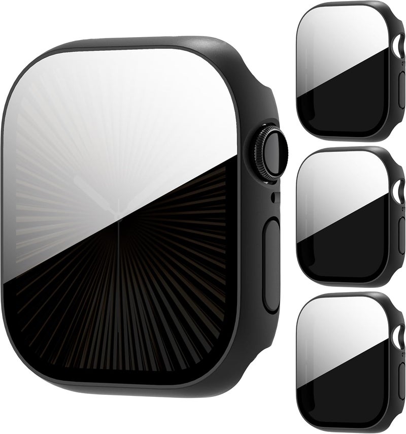 AIDOWU 3-Pack Privacy Case for Apple Watch Series 9 8 7 41mm, [Anti-Peeping] Ultra-Thin Tempered Glass Screen Protector Case Cover for iWatch 9/8/7 41mm - Image 1